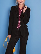 Ladies Black Pure Wool Darna Single Breast Welt Pocket Smart Women Blazer Jacket