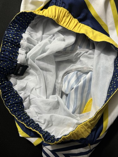 Hugo Boss Bannerfish Swim Shorts XXL Navy / White / Yellow Stripe Vacation Beach - Picture 9 of 9