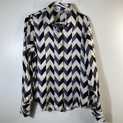 Womens Vintage Valerie Stevens Harlequin Silk Button Shirt 12