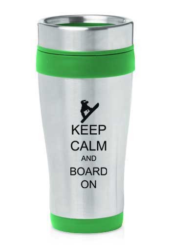 Edelstahl Thermo 16 Unzen Reisebecher Kaffeetasse Keep Calm Snowboard On - Bild 3 von 8