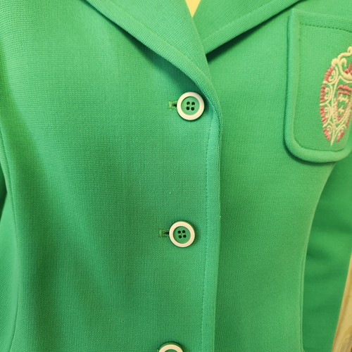 vintage 1970s jacket M green polyester Dalton women's blazer - Picture 6 of 11