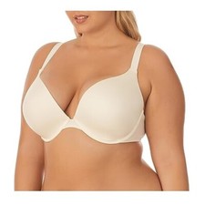 DreamFit Full Coverage Underwire Vanilla Micro Plunge Bra Size 46DD Lot of 2