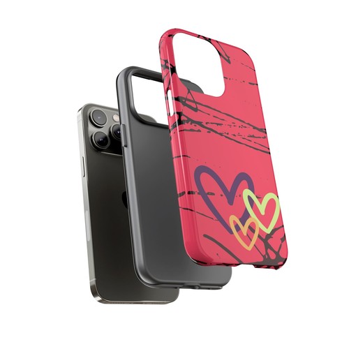 Graffiti hot Pink, Green, Orange Hearts Tough Phone Case fr Iphone Samsung Pixel - 第 86/285 張圖片