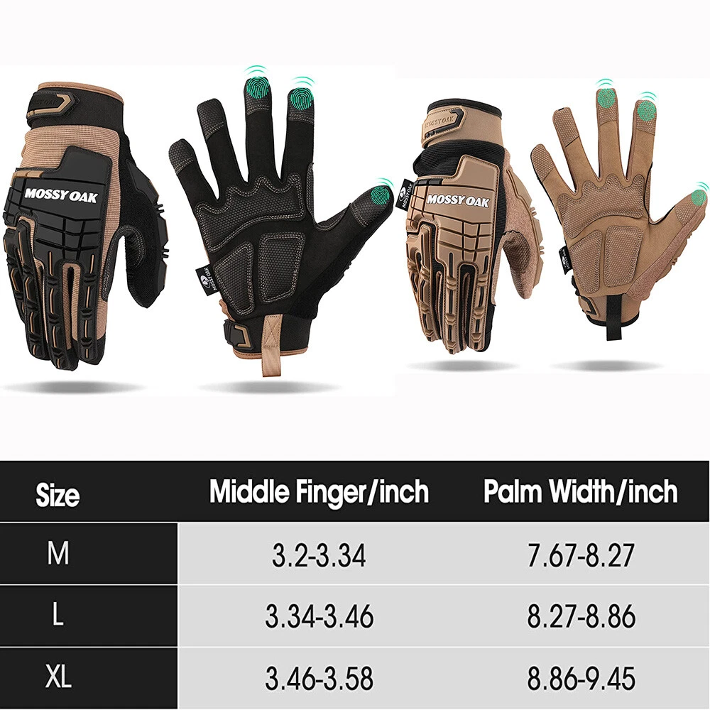 Mossy Oak Rubber Guard Tactical Gloves M/L/XL Touch Screen Airsoft Faux Leather