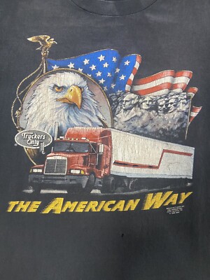 Vintage 1992 Truckers Only 3D Emblem T-Shirt Harley Davidson 90s