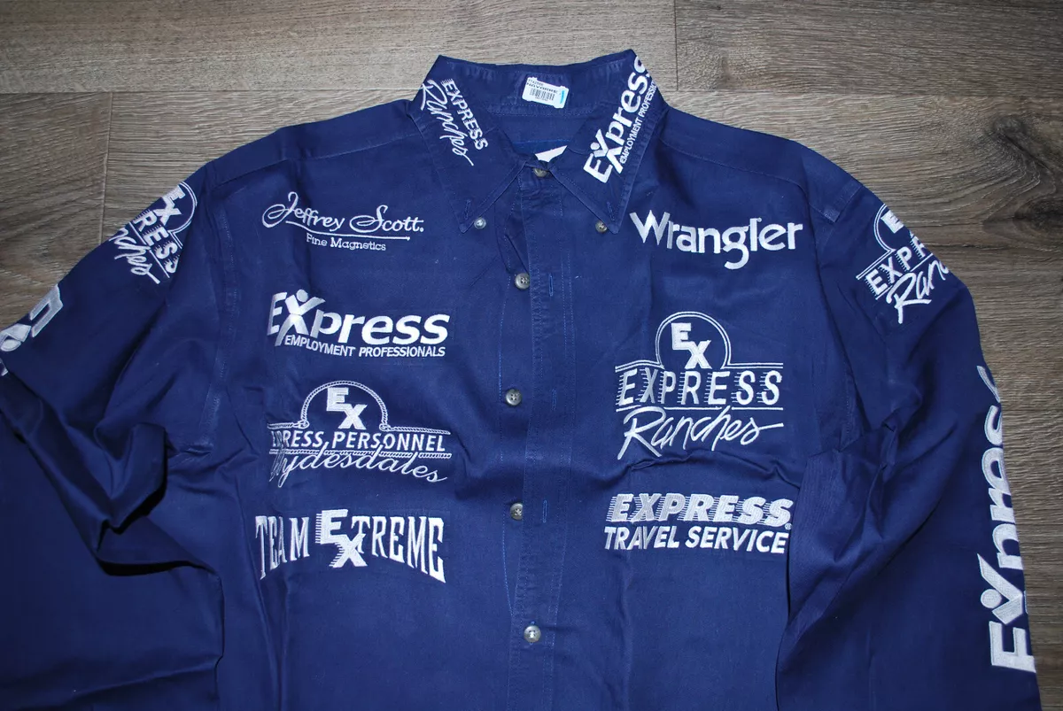 PBR Bull Riding Sponsor Contestant Shirt Rodeo COREY NAVARRE PRCA Wrangler NFR