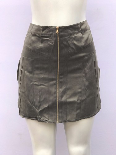 BEBE OLIVE GREEN SILK MINI SKIRT (NWOT 