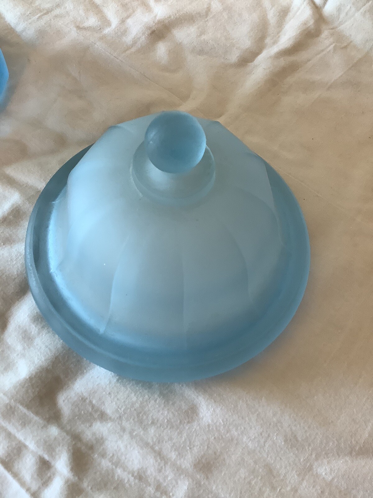 Vintage Indiana Glass Blue SATIN Frosted APOTHECARY JAR w Lid 10" eBay