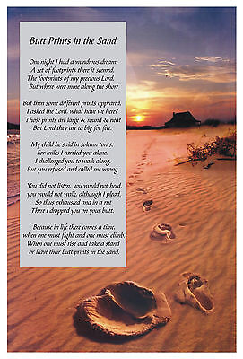 Footprints In The Sand Inspirational Poster 11x17 on Glossy Photo Paper