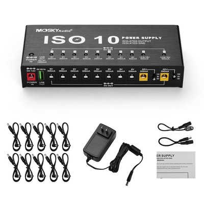 Mosky ISO 10 POWER SUPPLY Guitar Effect Pedal Board Power Supply 9V 12V 18V USA