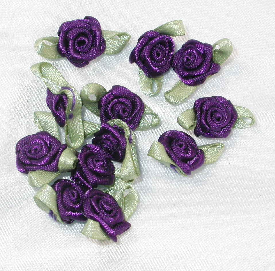 ROSE Mini Ribbon Roses Polyester Satin Ribbon 25 Pack lots of colors US ...