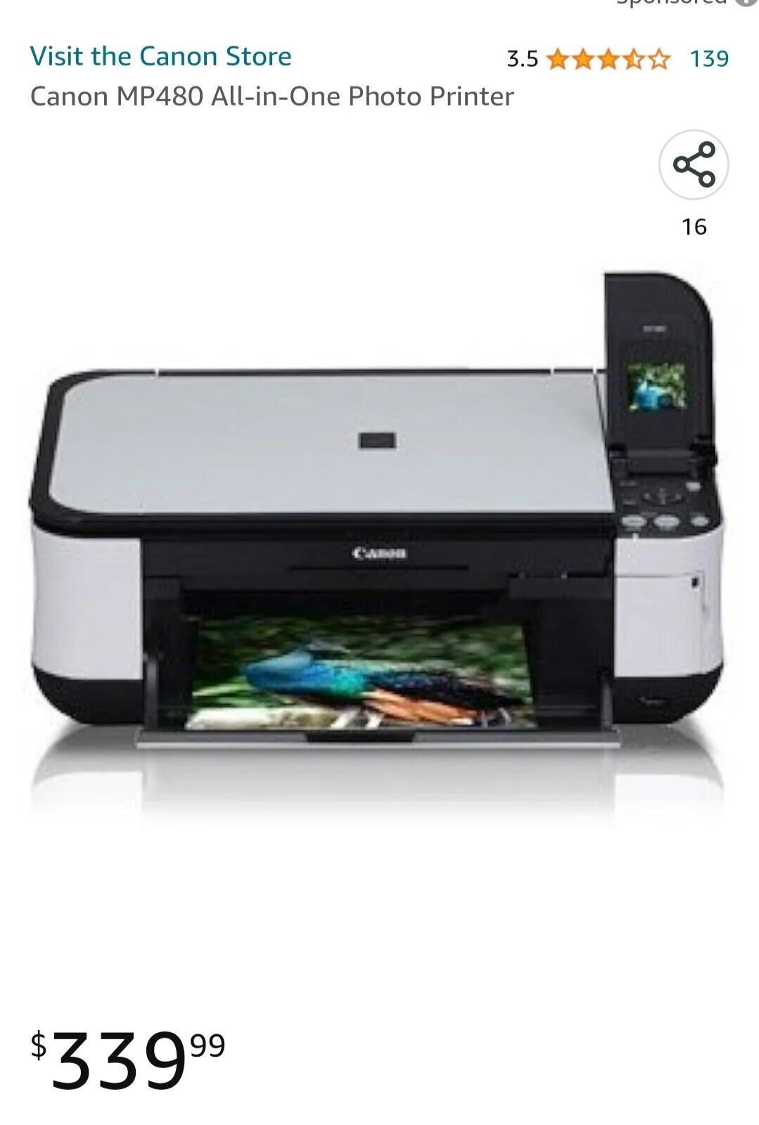 selv Frisør Indbildsk Canon PIXMA MP480 Inkjet Color All-in-One Printer - 2918B002 for sale  online | eBay