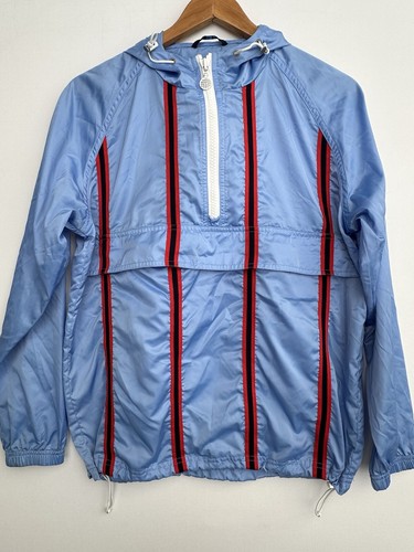 Tory Burch Sport 1/4 Zip Windbreaker Anorak Jacket Blue Red Stripe Women Size XS
