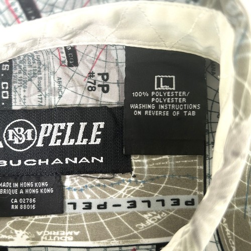 Pelle Pelle Marc Buchanan Shirt Men Size L Button Up World Map Radar Long Sleeve - Picture 6 of 14
