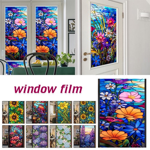 Adesivo PVC rimovibile tenda per porta fiori tropicali colorati - Foto 2 di 26