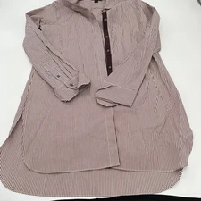 J Crew women’s Red Striped Button Down Tunic Length Shirt Size 4