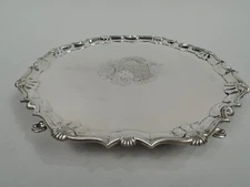 George II Salver Antique Georgian Shell Scroll Tray English Sterling Silver 1741
