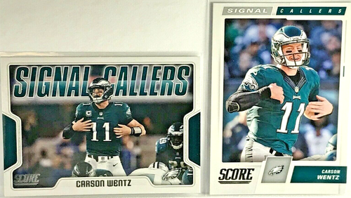 Carson Wentz Score SIGNAL CALLERS insert Lot (2): 2017 #25 (2nd year) & 2018 #24