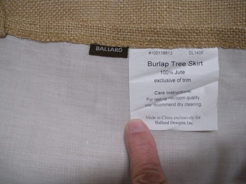 #60" Diameter Round Burlap 100% Jute Tree Skirt - Picture 6 of 7