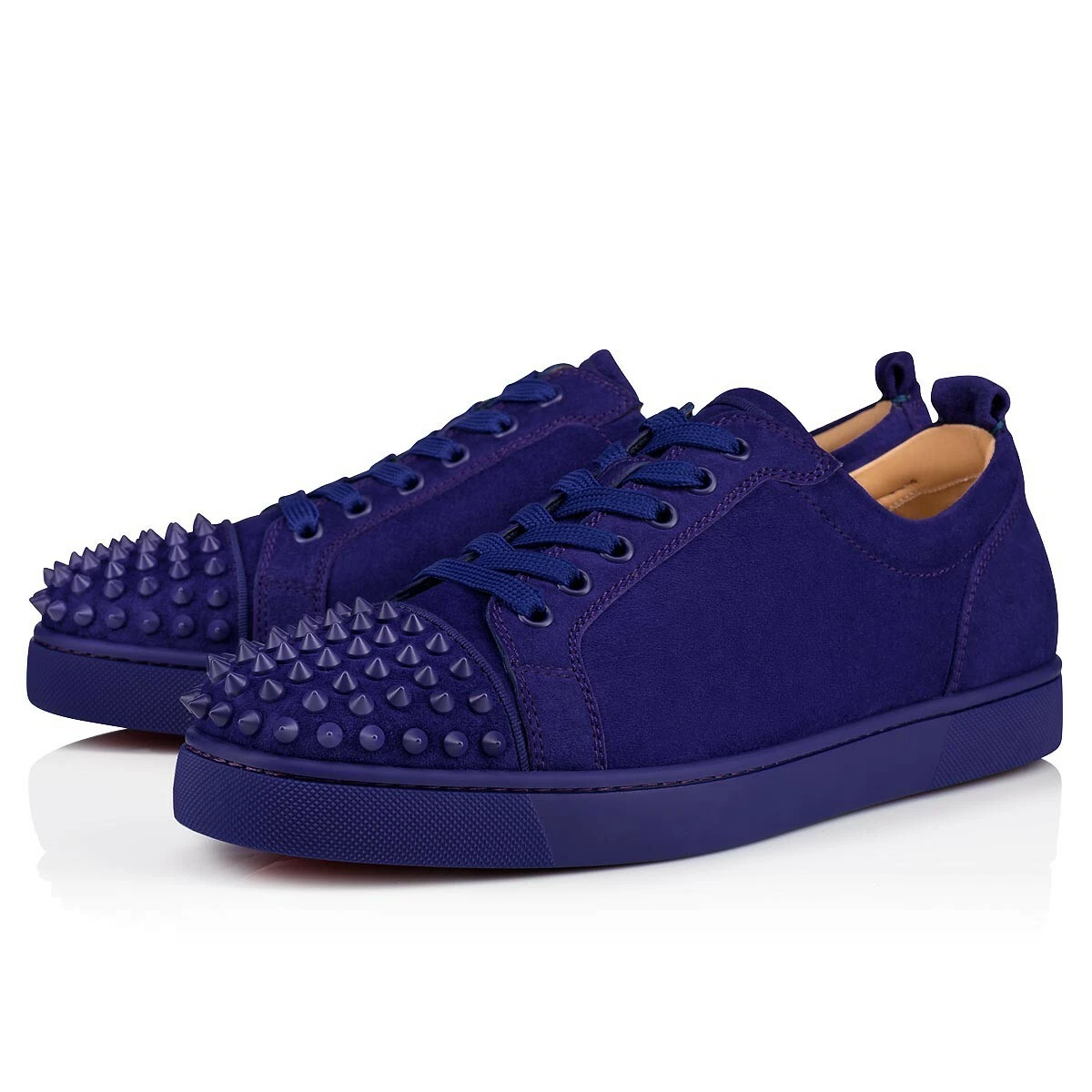 CHRISTIAN LOUBOUTIN: Louis Junior Spikes sneakers in suede with studs -  Gnawed Blue