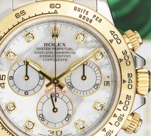 ROLEX 18kt Gold & SS DAYTONA MOP Diamond Factory Bezel 116523 SANT BLANC - Picture 7 of 7