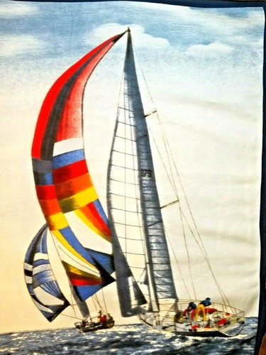 Vintage EVERT Nautical Sailboats Acrylic Made In Spain Blanket - Picture 12 of 12
