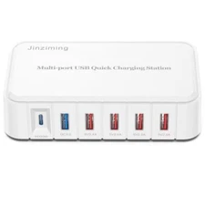 New 6 Ports Multi USB C Charger QC3.0 Type C PD Fast Charging Station For iPhone