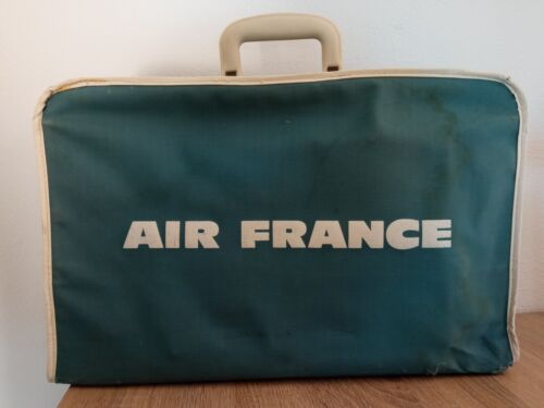 Vintage Air France Airline Handbag Carry On Bag Zipper Suitcase - Picture 1 of 16