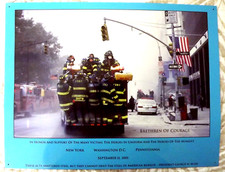 911 METAL POSTER HONORING HEROES-BRETHREN OF COURAGE, GEORGE W. BUSH