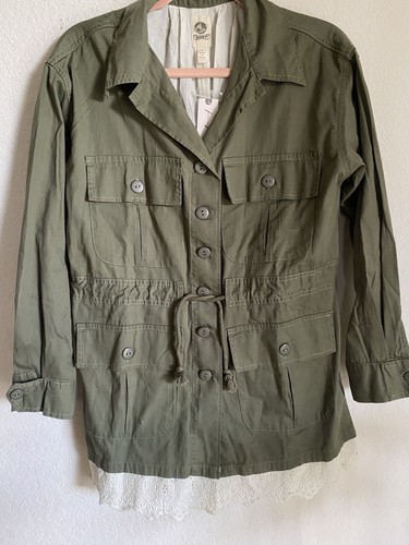 ANTHROPOLOGIE TINY CHARLIE EYELET UTILITY GORPCORE CABIN JACKET MOSS GREEN S NEW - Picture 5 of 15