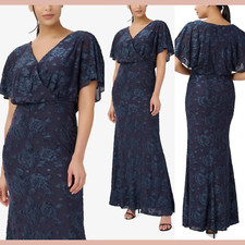NWT Adrianna Papell [ 2 ]  Embroidered Burnout Evening Dress Gown Blue #Q1048