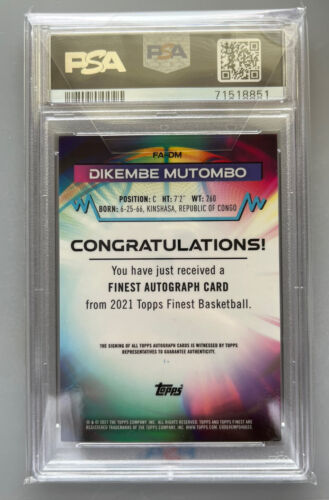 2021 Topps Finest Basketball Dikembe Mutombo Auto /15 HOF PSA 6 - Picture 2 of 2