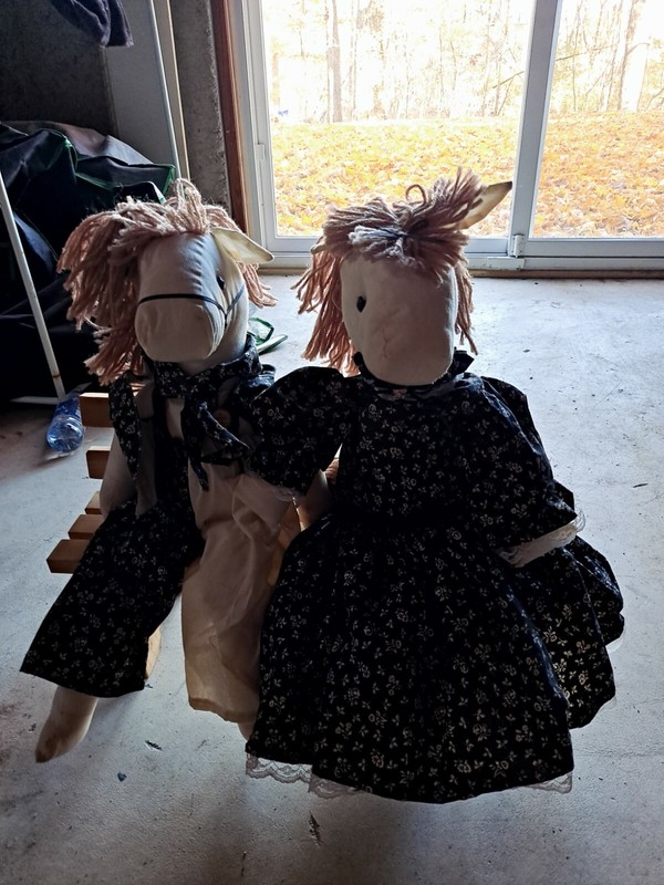 Male N Female Horses W Wooden  Bench Handmade
