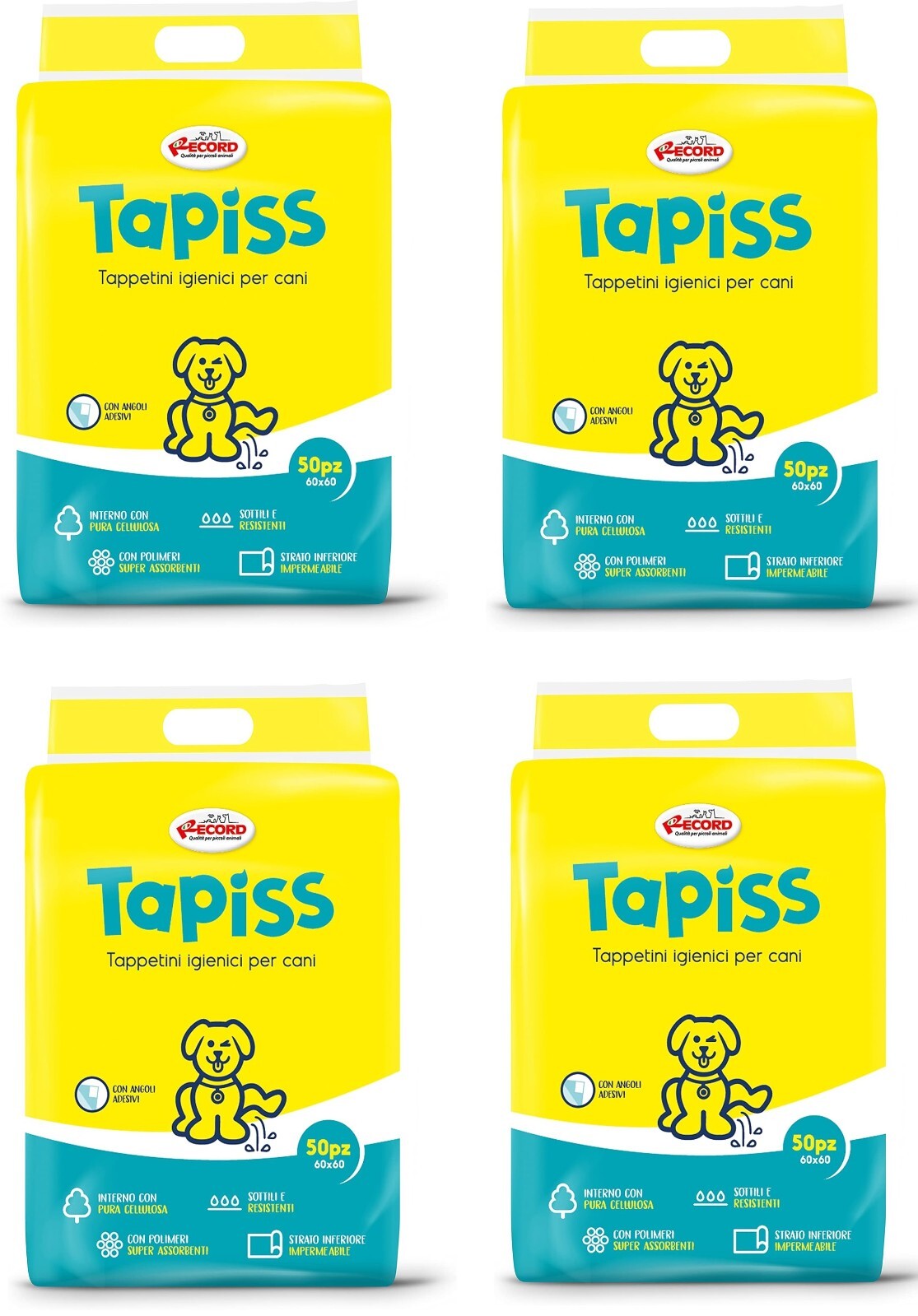 100 tappetini assorbenti 60x60 per cani Tapiss Tappeti Igienici Traverse