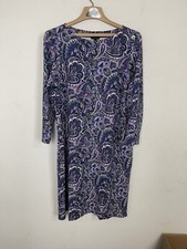 Talbots Womens Dress XL Purple Paisley Boho Coastal Beachy Preppy Stretchy