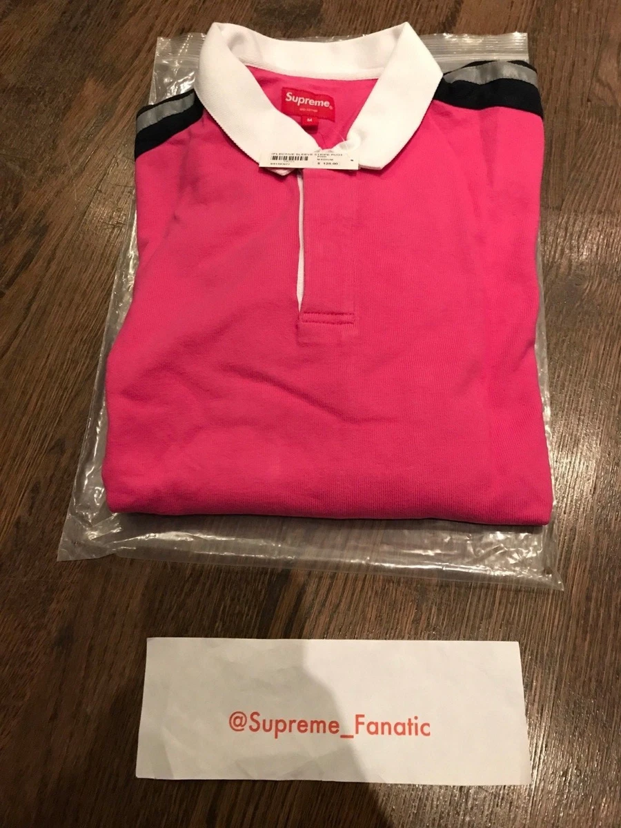 Supreme Reflective Sleeve Stripe Rugby Pink Size M SS18 New In