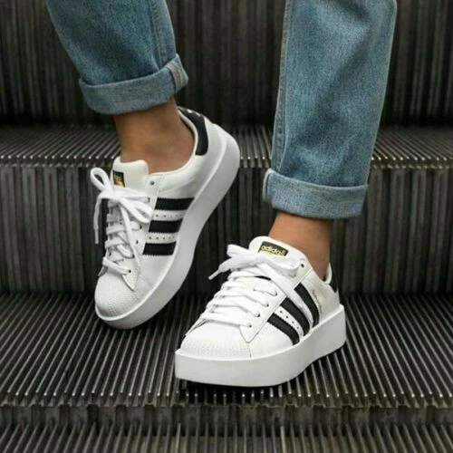 Vacante estrés Biblioteca troncal Adidas Superstar Bold Platform Casual Black White Gold BA7666 Women&#039;s  SHOES | eBay