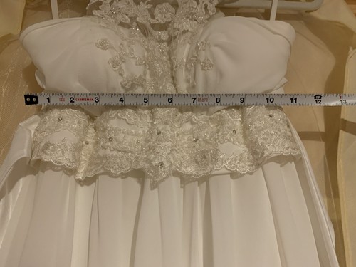 Jasmine Bridal Wedding Dress White Beaded Neck Racer Back Elastic Waist - Picture 4 of 15