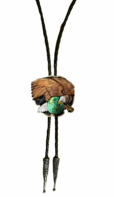 Adler auf Globus Bolokrawatte und Lederkrawatte (komplett)