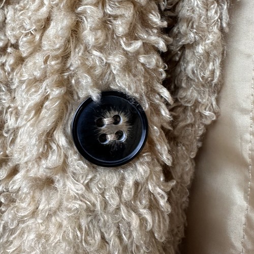 Me Jane Teddy Coat Womens 16 Plus Size Faux Fur Button Up Hip Length Tan 90s Y2K - Picture 6 of 11
