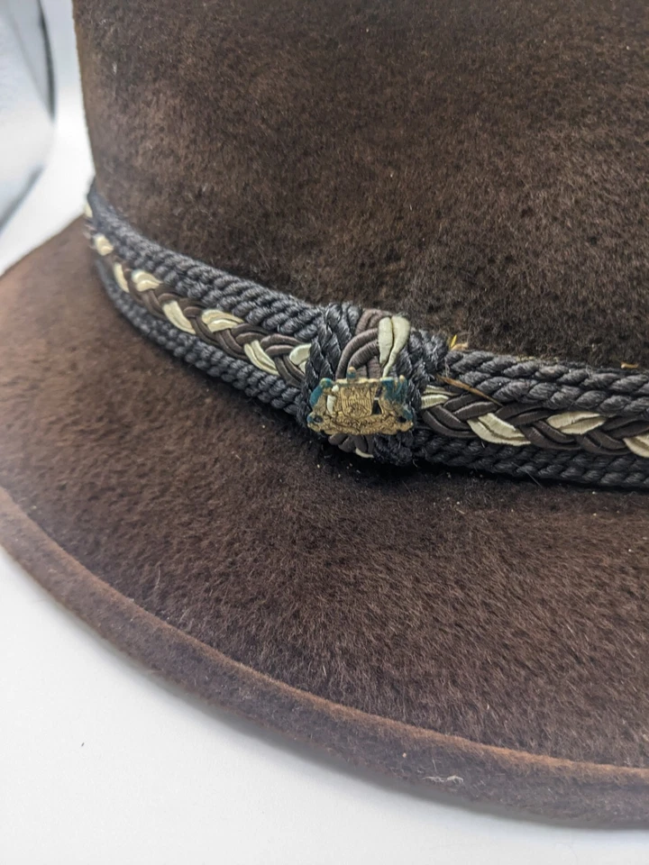 The Sovereign Stetson Hat Braided Brown Fedora Black 7 Mens - Image 2 of 4