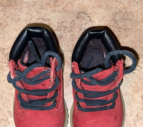 Timberland Boots Toddler Size 4 Red Suede 6588R 6” Shoes Y2K Hip Hop Streetwear - Picture 4 of 24
