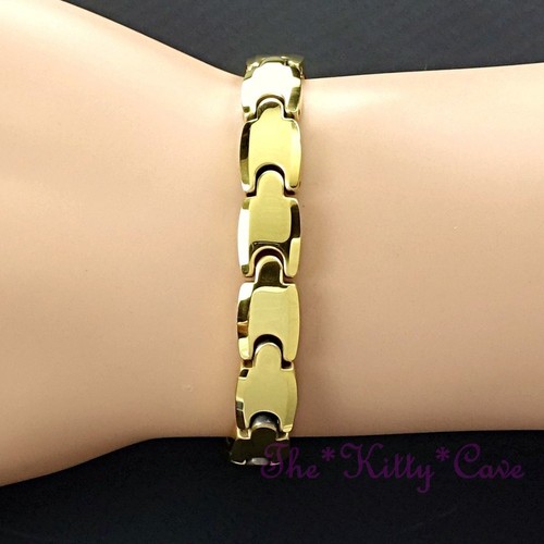 Potente pulsera magnética de tungsteno CTS artritis dolor 24KGB oro fina orgánica - Imagen 2 de 12