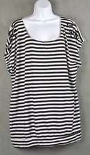 Ladies Pure Energy Causal Boise Top Sleeveless Black White Striped Size 4