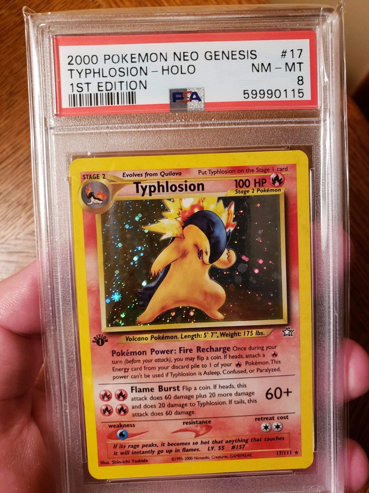 2000 POKEMON NEO GENESIS 1ST EDITION HOLO TYPHLOSION #17 PSA 8 NEAR MINT-MINT