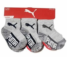 PUMA Baby Infant Boys' 6 Pack Athletic Anklet Socks 12 Mos 24 Mos NEW