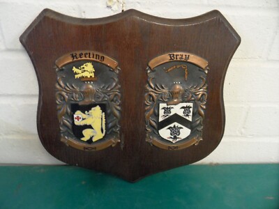 Großes Vintage Eiche Doppelschild geprägt Metall Kiel / Bray