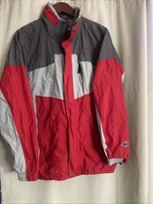 Mens Columbia Bugaboo Jacket Red Grey Windbreaker Core Interchange Coat Medium M