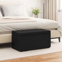 Hocker Schwarz 81 X 41 X 40 Cm Kunstleder Und Engineering Holz