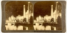 SV030 041 Stereoview St. Louis Worlds Fair Night Splendors at the World's Fair